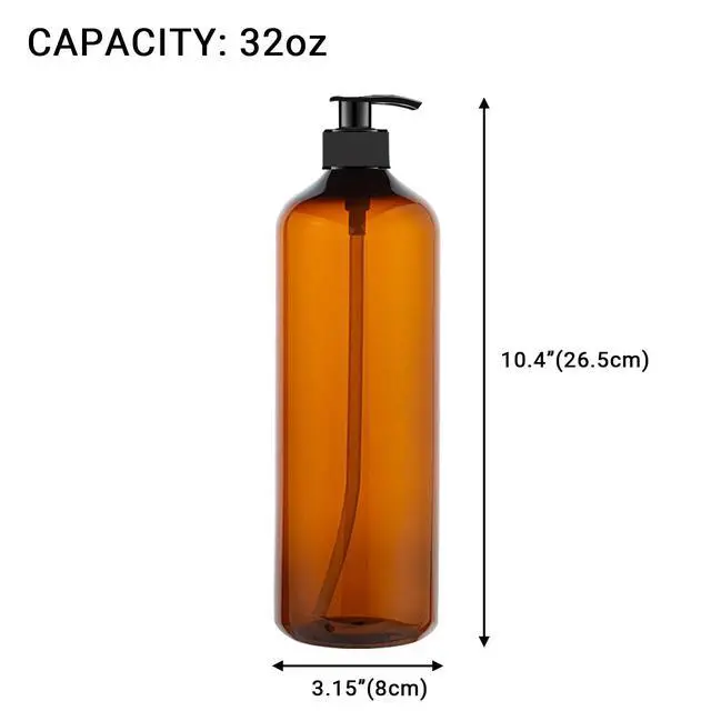 Alt view image 2 of 6 - Empty Plastic Pump Bottles, Amber Shampoo Bottles