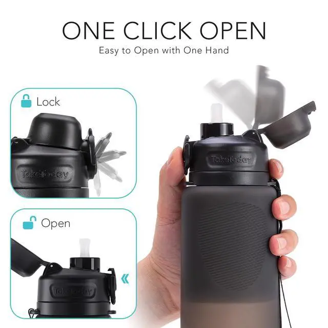 Alt view image 5 of 7 - Collapsible Water Bottles with Straw for International Travel, 32oz Black