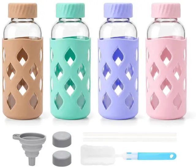 Main image of Glass Water Bottles with Protective Silicone Sleeve Leak Proof