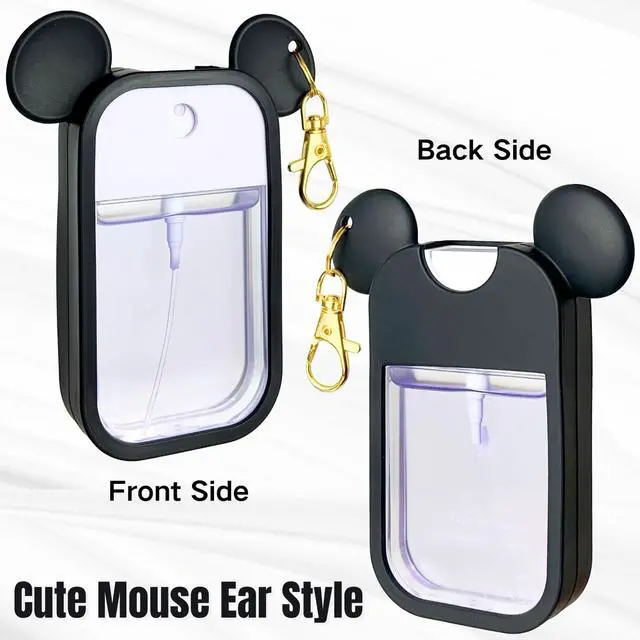 Alt view image 3 of 6 - Mouse Design Silicone Case Compatible with Touchland Hand Sanitizer Spray 1 fl oz, Silicone Protective Case Holder with Keychain for Power Mist and Glow Mist, Black