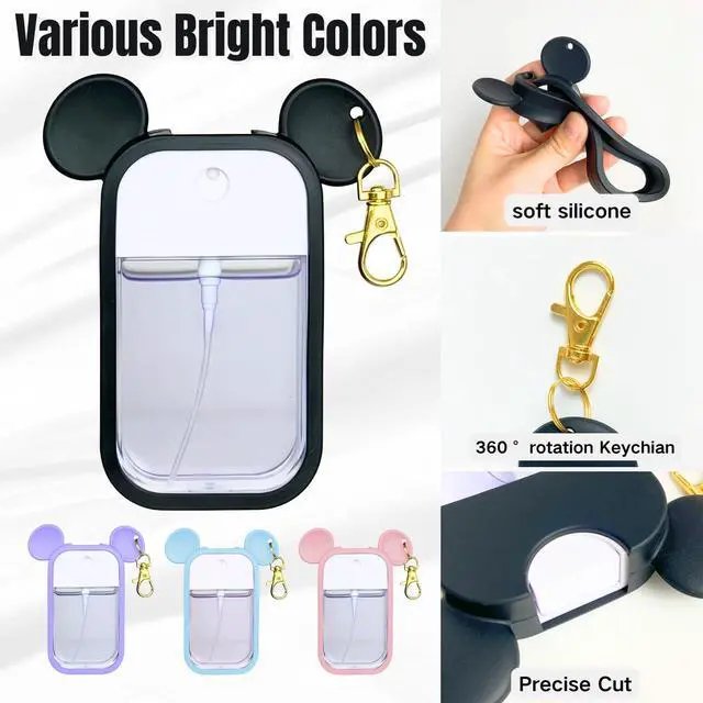 Alt view image 4 of 6 - Mouse Design Silicone Case Compatible with Touchland Hand Sanitizer Spray 1 fl oz, Silicone Protective Case Holder with Keychain for Power Mist and Glow Mist, Black