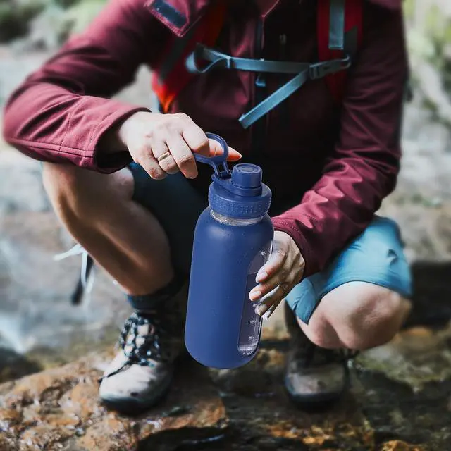 Alt view image 6 of 6 - Glass Water Bottle with Straw, Large Sports Water Jug