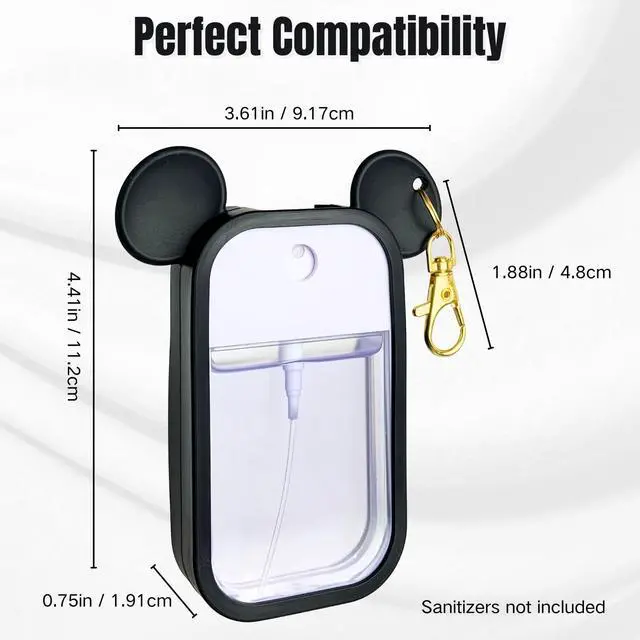 Alt view image 2 of 6 - Mouse Design Silicone Case Compatible with Touchland Hand Sanitizer Spray 1 fl oz, Silicone Protective Case Holder with Keychain for Power Mist and Glow Mist, Black