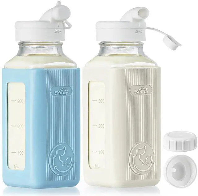 Main image of Glass Breastmilk Storage Bottles with Pour Spouts