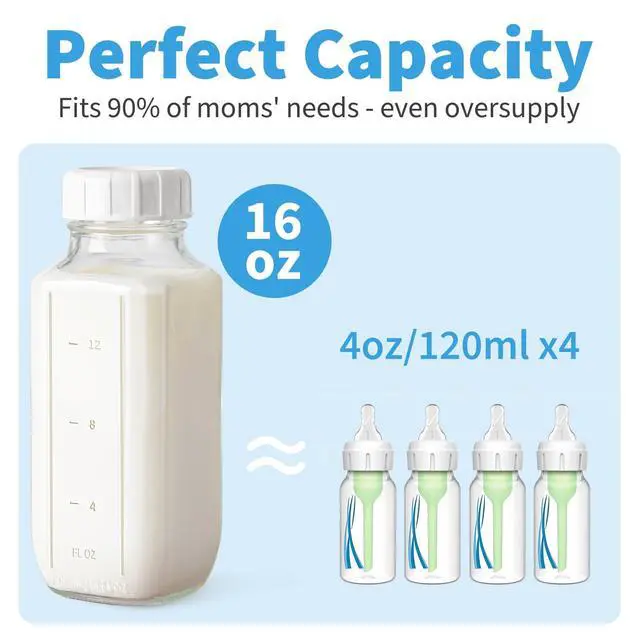 Alt view image 6 of 7 - Glass Breastmilk Storage Bottles with Pour Spouts