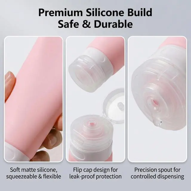 Alt view image 4 of 7 - 3PCS Empty Refillable Pink Soft Silicon Squeeze Tube Portable Travel Bottle Cosmetic Containers Storage Holder For Cream Lotion Facial Cleaner Shampoo Shower Gel Toiletries