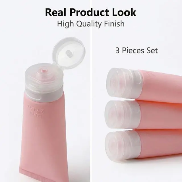 Alt view image 7 of 7 - 3PCS Empty Refillable Pink Soft Silicon Squeeze Tube Portable Travel Bottle Cosmetic Containers Storage Holder For Cream Lotion Facial Cleaner Shampoo Shower Gel Toiletries