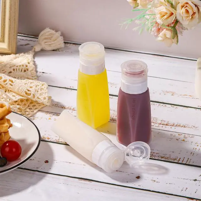 Alt view image 7 of 7 - Proof Silicone Travel Bottles Mini Sauce Dispensers Small Portable Salad Dressing Containers to Go for Lunch 3oz Squeeze Condiments Bottles Lunchbox Accessories