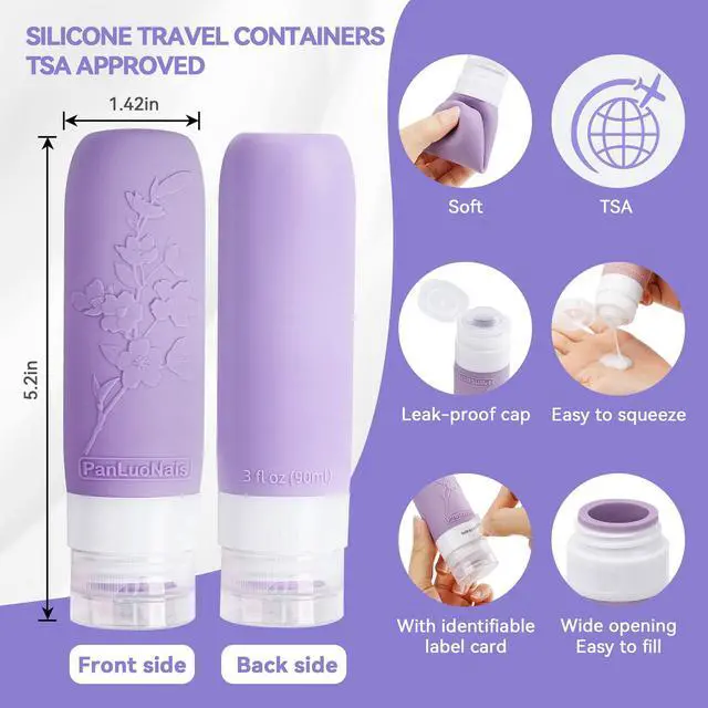 Alt view image 3 of 6 - Silicone Travel Bottles for Toiletries, TSA Approved Leak-Proof Toiletry Containers for Airplane & Vacation