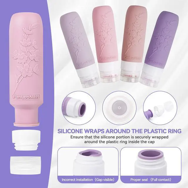 Alt view image 4 of 6 - Silicone Travel Bottles for Toiletries, TSA Approved Leak-Proof Toiletry Containers for Airplane & Vacation
