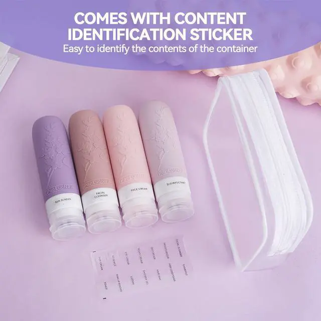 Alt view image 6 of 6 - Silicone Travel Bottles for Toiletries, TSA Approved Leak-Proof Toiletry Containers for Airplane & Vacation