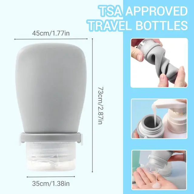 Alt view image 2 of 7 - Silicone Travel Bottles (1oz),Leakproof Mini Lotion Bottles & Dressing Containers with Lids,Reusable Toiletry Squeeze Tubes for Shampoo,Conditioner,and Condiments