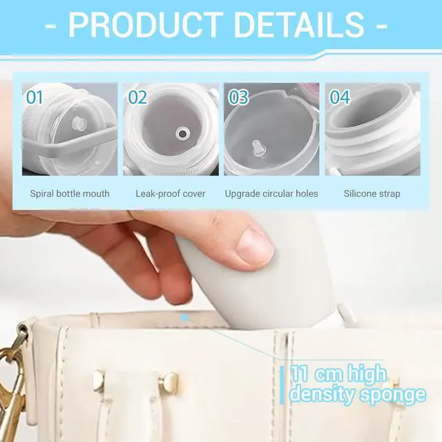 Alt view image 3 of 7 - Silicone Travel Bottles (1oz),Leakproof Mini Lotion Bottles & Dressing Containers with Lids,Reusable Toiletry Squeeze Tubes for Shampoo,Conditioner,and Condiments