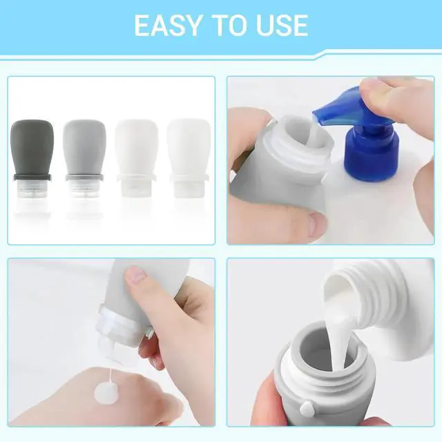 Alt view image 5 of 7 - Silicone Travel Bottles (1oz),Leakproof Mini Lotion Bottles & Dressing Containers with Lids,Reusable Toiletry Squeeze Tubes for Shampoo,Conditioner,and Condiments