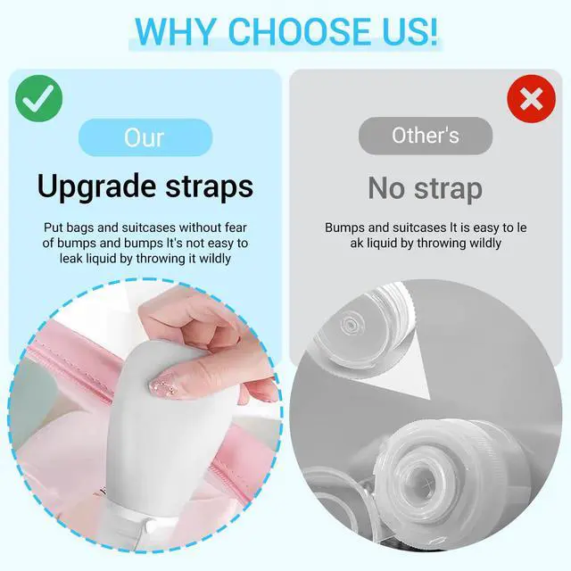 Alt view image 6 of 7 - Silicone Travel Bottles (1oz),Leakproof Mini Lotion Bottles & Dressing Containers with Lids,Reusable Toiletry Squeeze Tubes for Shampoo,Conditioner,and Condiments