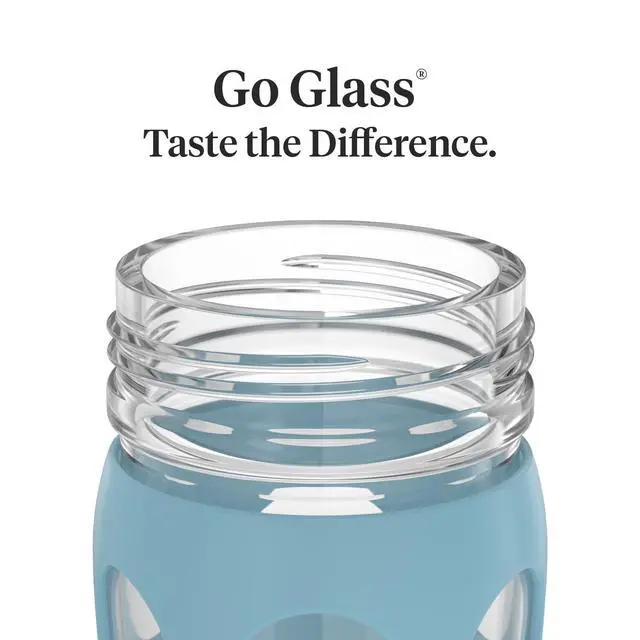 Alt view image 3 of 7 - Glass Water Bottle with Active Cap, Denim
