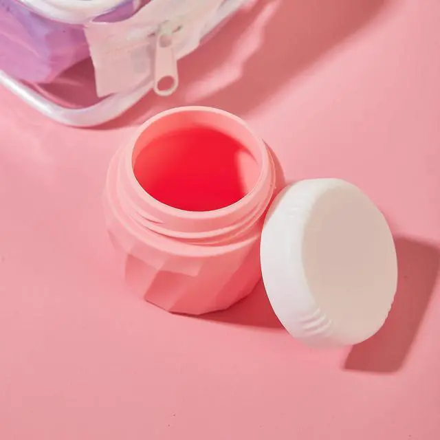 Alt view image 3 of 7 - Travel Containers for Toiletries, Premium Silicone Cosmetic Cream Jars, TSA Approved Leak-Proof Refillable Travel Size Toiletries with Clear Bag for Cosmetic Face Body Cream (Vibrant, 1OZ)