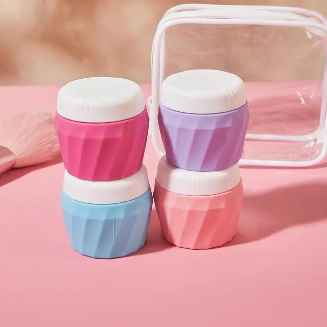 Alt view image 5 of 7 - Travel Containers for Toiletries, Premium Silicone Cosmetic Cream Jars, TSA Approved Leak-Proof Refillable Travel Size Toiletries with Clear Bag for Cosmetic Face Body Cream (Vibrant, 1OZ)