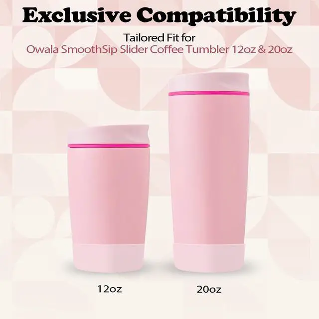 Alt view image 2 of 7 - Silicone Boot for Owala SmoothSip Slider Coffee Tumbler 20oz 12oz, Anti-Slip Sleeve for Travel Coffee Mug, Protective Accessories for Owala BPA Free (Pucker Up)