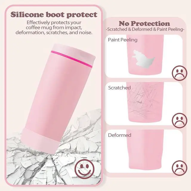 Alt view image 4 of 7 - Silicone Boot for Owala SmoothSip Slider Coffee Tumbler 20oz 12oz, Anti-Slip Sleeve for Travel Coffee Mug, Protective Accessories for Owala BPA Free (Pucker Up)