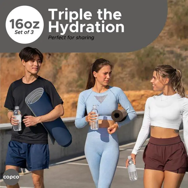 Alt view image 6 of 7 - Hydra 16.9 oz Water Bottle, Set of 3 Leak Proof, BPA Free Tritan, Dishwasher Safe, Twist-Open Body, Non-Slip Silicone Grip, Perfect for Gym, Travel, Office & Daily Use (Grey)