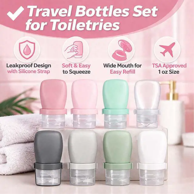 Alt view image 2 of 7 - Travel Bottles, Leakproof Silicone Squeeze Bottle Mini Travel Size Container for Toiletries Lotion Shampoo and Conditioner Liquid Salad Dressing to go Condiment, TSA Approved, 4 Pack