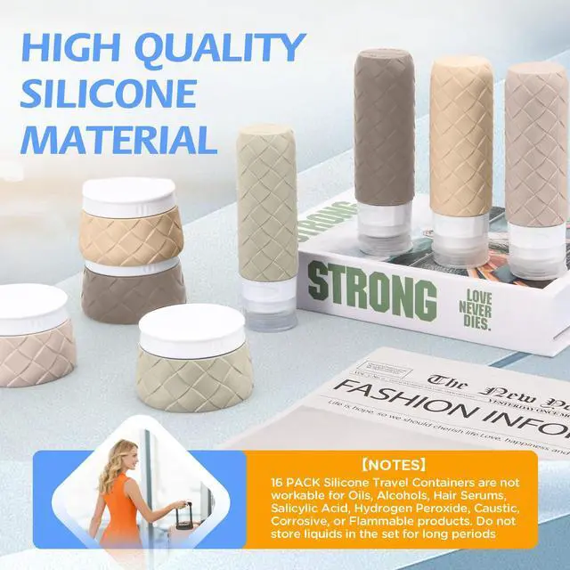 Alt view image 6 of 7 - Travel Bottles for Toiletries, TSA Approved Travel Size Toiletries Containers Set, BPA-Free Silicone Leak Proof Refillable Bottles Stackable Creams Jars Accessories Kit W/Clear Bag(Cream)