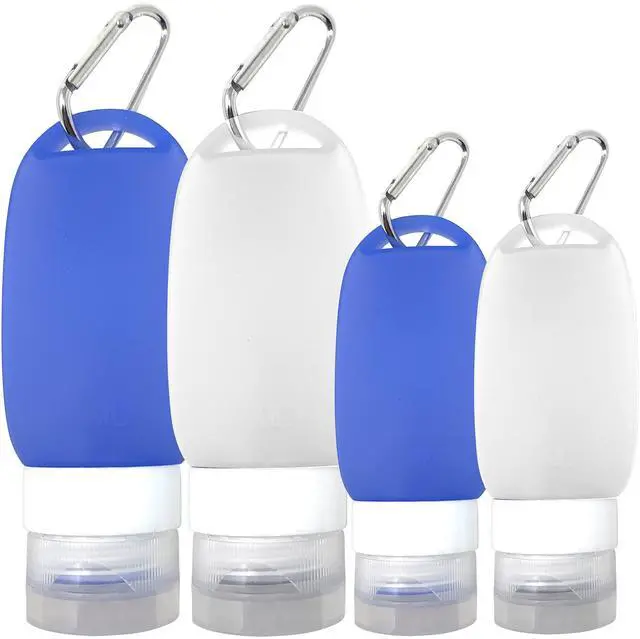 Main image of Silicone Travel Bottle Set, TSA Approved, Leak-Proof Squeeze Bottles for Shampoo, Lotion & Liquids (2 oz & 1.4 oz), Refillable Containers with Carabiner Clips for Easy Carry