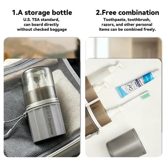 Alt view image 6 of 7 - 4 in 1 Travel DispenserUnbreakable Silicone Travel Dispenser Bottle, Vacuum Suction Wall Mounted Refillable Containers,Leakproof Toiletry Containers for Shampoo, Lotion, Baby Care-Grey.