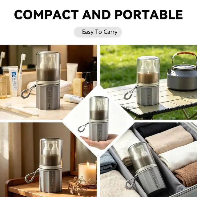 Alt view image 7 of 7 - 4 in 1 Travel DispenserUnbreakable Silicone Travel Dispenser Bottle, Vacuum Suction Wall Mounted Refillable Containers,Leakproof Toiletry Containers for Shampoo, Lotion, Baby Care-Grey.