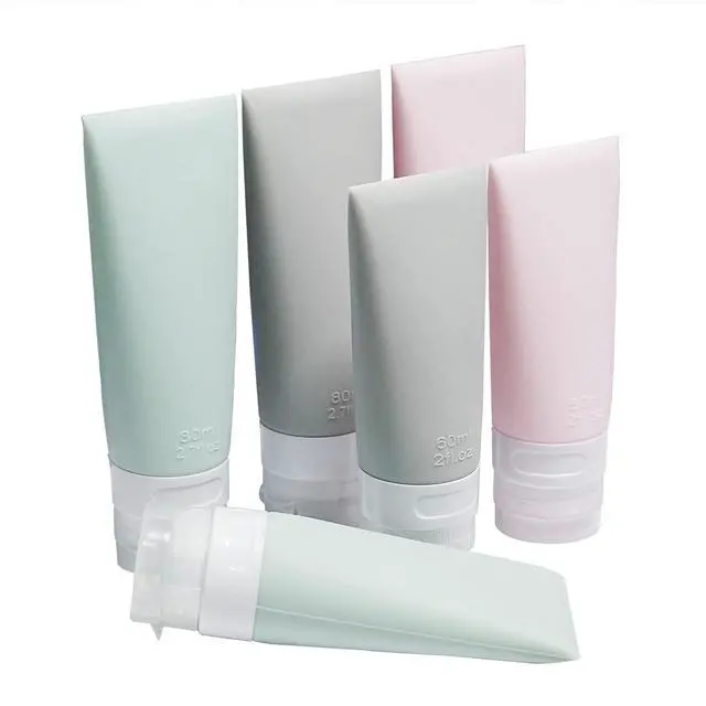 Main image of Portable Soft Silicone Travel bottles Set - 6 Pack Leakproof Silicone Travel Bottles,Cosmetic Toiletry Containers(Pink+Green+Grey)