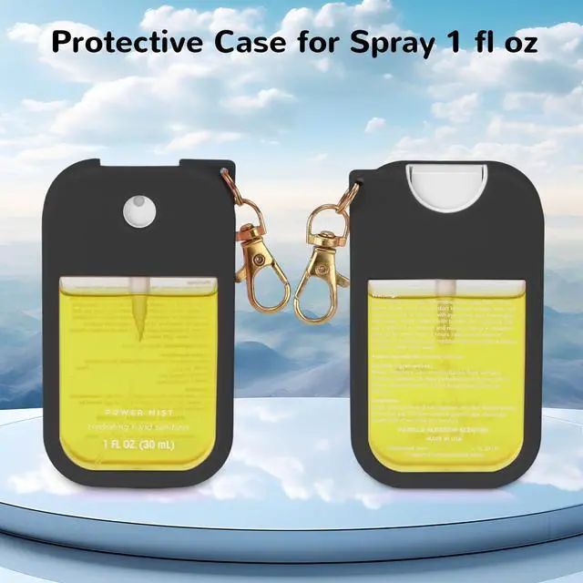 Alt view image 2 of 7 - Hand Sanitizer Spray Case Compatible with Touchland Power Mist 1 oz Silicone Case with Keychain for Touch Land Mist 1 fl oz30 ml, Hand Sanitizer Accessory for 1 fl oz (Black, 1 Pack)
