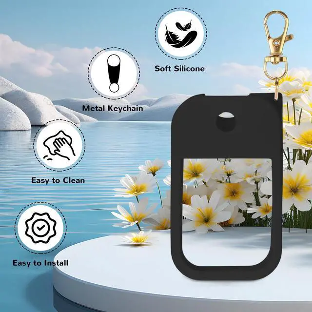 Alt view image 3 of 7 - Hand Sanitizer Spray Case Compatible with Touchland Power Mist 1 oz Silicone Case with Keychain for Touch Land Mist 1 fl oz30 ml, Hand Sanitizer Accessory for 1 fl oz (Black, 1 Pack)