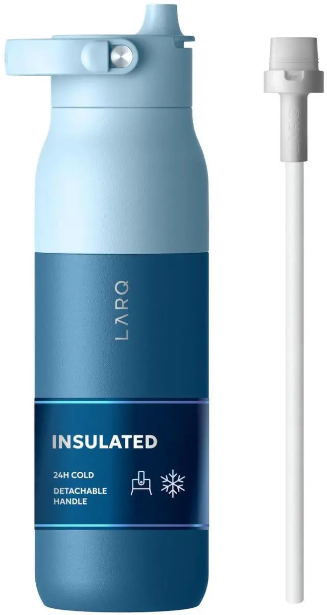 Main image of Swig Top Insulated Stainless Steel Water Bottle with Straw, Detachable Silicone Handle, Vacuum 24h Cold, BPA-Free Metal Bottle for Gym, Travel, Office, Wide Mouth for Ice 23 oz, Amalfi Blue