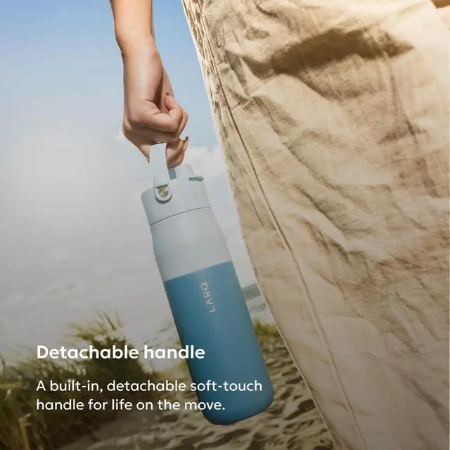 Alt view image 5 of 7 - Swig Top Insulated Stainless Steel Water Bottle with Straw, Detachable Silicone Handle, Vacuum 24h Cold, BPA-Free Metal Bottle for Gym, Travel, Office, Wide Mouth for Ice 23 oz, Amalfi Blue