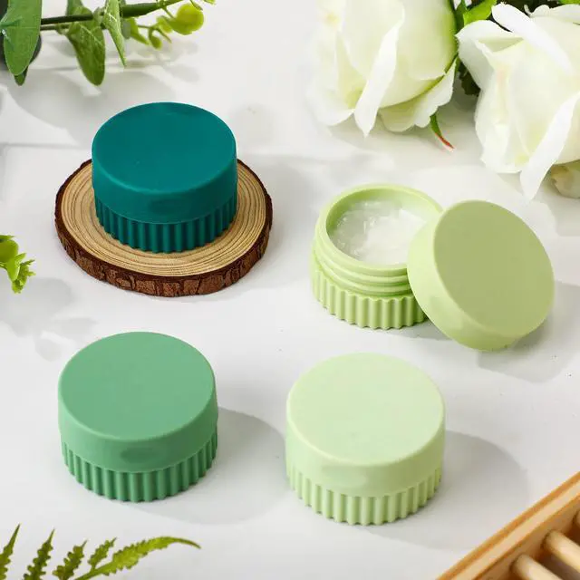 Alt view image 2 of 7 - Travel Containers for Toiletries 0.68 Oz/20 ml Small Silicone Cream Jar with Lid Mini Leakproof Lotion Jar Refillable Travel Cosmetic Container for Face Body Skin Cream (Green Color)