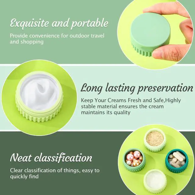 Alt view image 4 of 7 - Travel Containers for Toiletries 0.68 Oz/20 ml Small Silicone Cream Jar with Lid Mini Leakproof Lotion Jar Refillable Travel Cosmetic Container for Face Body Skin Cream (Green Color)