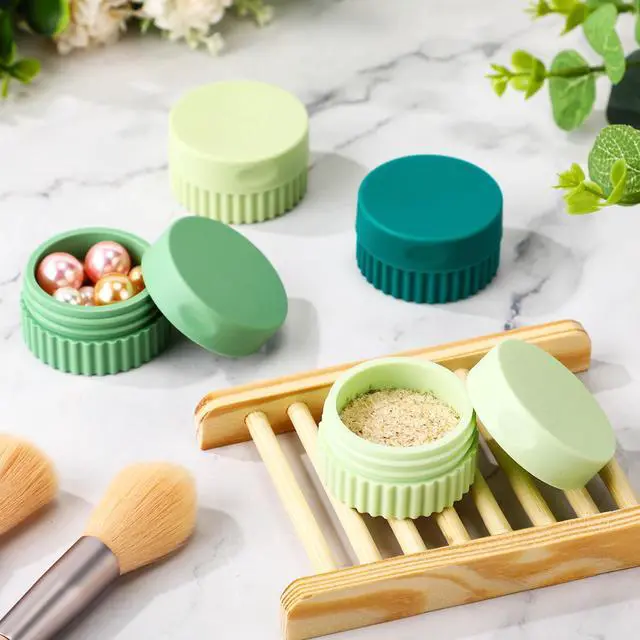 Alt view image 7 of 7 - Travel Containers for Toiletries 0.68 Oz/20 ml Small Silicone Cream Jar with Lid Mini Leakproof Lotion Jar Refillable Travel Cosmetic Container for Face Body Skin Cream (Green Color)