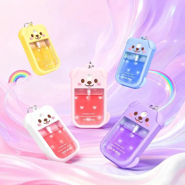 Alt view image 5 of 6 - Dog Silicone Case for Touchland Hand Sanitizer Spray with Keychain, Compatible with Power Mist & Glow Mist 1 FL Oz/30ML for Touchland Case, Cute Travel Cover Sleeve Purple