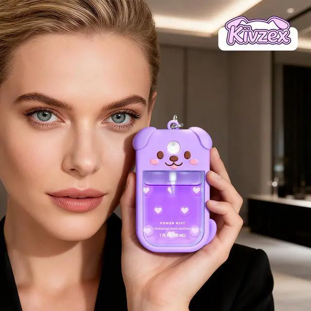 Alt view image 6 of 6 - Dog Silicone Case for Touchland Hand Sanitizer Spray with Keychain, Compatible with Power Mist & Glow Mist 1 FL Oz/30ML for Touchland Case, Cute Travel Cover Sleeve Purple