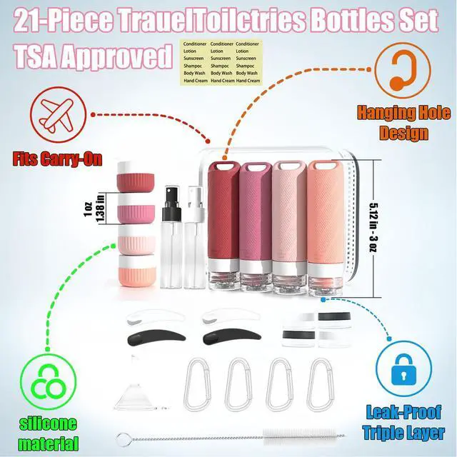 Alt view image 2 of 7 - Travel Toiletry Containers 26Pcs Silicone Leakproof TSA Approved Set