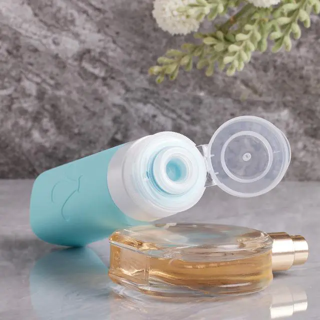 Alt view image 7 of 7 - travel bottles for toiletries 8 Pack, Leak proof Travel Size Toiletries Containers with toiletry bag, Squeezable Silicone Bottles & Cream Jars, Travel Essentials BPA-Free kit for Shampoo