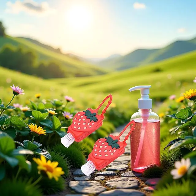 Alt view image 6 of 7 - Travel Hand Sanitizer Bottle, Silicone Sleeve Refillable Empty Squeeze Leakproof Flip Cap Keychain, Hand Soap Holder Cosmetic Containers, Refillable Portable Travel Containers