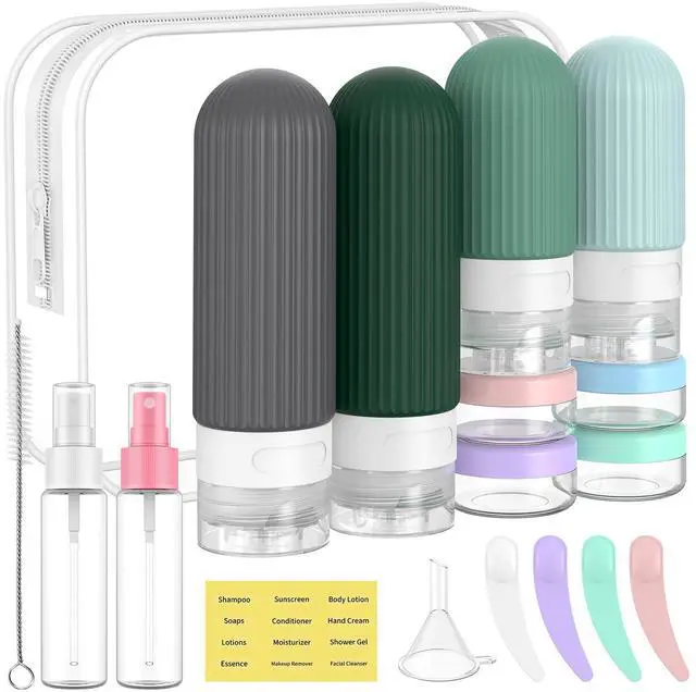 Main image of Travel Bottles for Toiletries,18 Pack Silicone Portable Size Bottle, TSA Approved Refillable Cosmetic Container Kits for Conditioner, Shampoo, Lotion,Face Cream - Blue