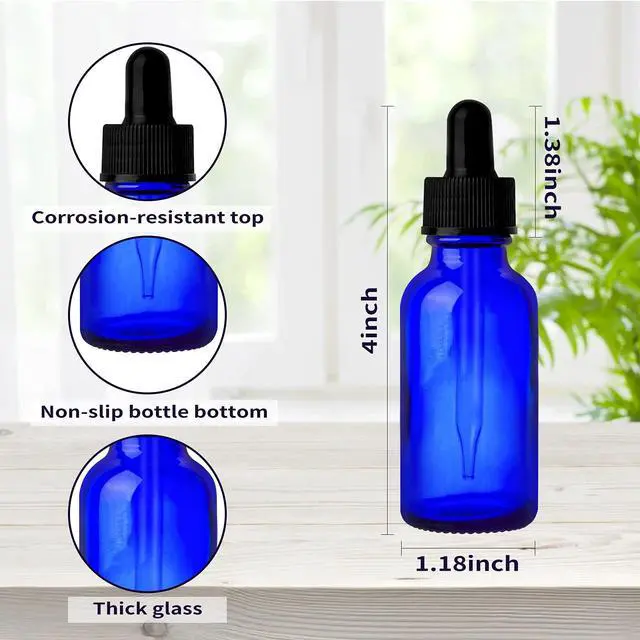 Alt view image 2 of 7 - Cobalt Blue Glass Bottles with Glass Eye Droppers