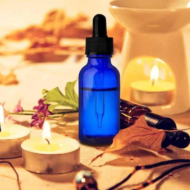 Alt view image 3 of 7 - Cobalt Blue Glass Bottles with Glass Eye Droppers