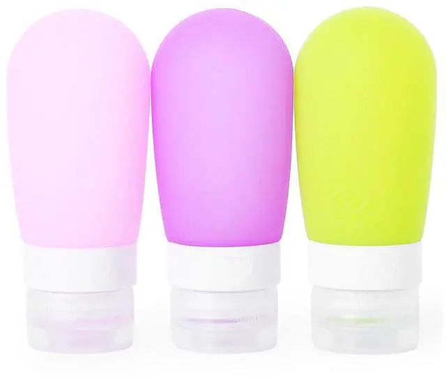 Main image of Travel Bottles for Toiletries, 2.7oz Silicone Travel Size Containers, 3 Pack TSA Approved Leak-Proof Reusable Squeezable Refillable Shampoo and Conditioner Bottles (Pink, Purple, Green)