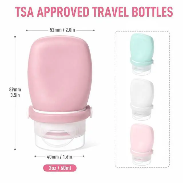 Alt view image 2 of 7 - 1 oz Silicone Travel Bottles, 4Pcs Leakproof Squeeze Bottle TSA Approved Travel Size Containers Shampoo Bottles Lotion Container for Toiletries Conditioner Salad Dressing Conditioner Liquid Toothpaste