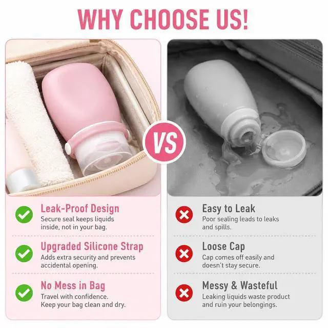 Alt view image 5 of 7 - 1 oz Silicone Travel Bottles, 4Pcs Leakproof Squeeze Bottle TSA Approved Travel Size Containers Shampoo Bottles Lotion Container for Toiletries Conditioner Salad Dressing Conditioner Liquid Toothpaste