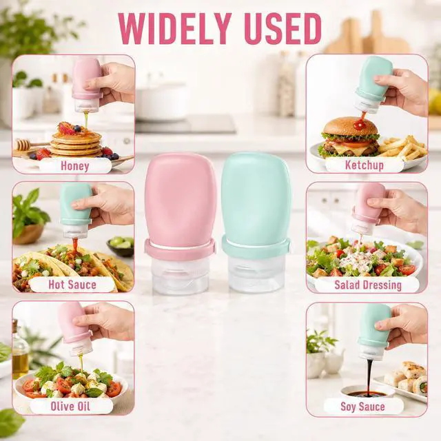 Alt view image 6 of 7 - 1 oz Silicone Travel Bottles, 4Pcs Leakproof Squeeze Bottle TSA Approved Travel Size Containers Shampoo Bottles Lotion Container for Toiletries Conditioner Salad Dressing Conditioner Liquid Toothpaste